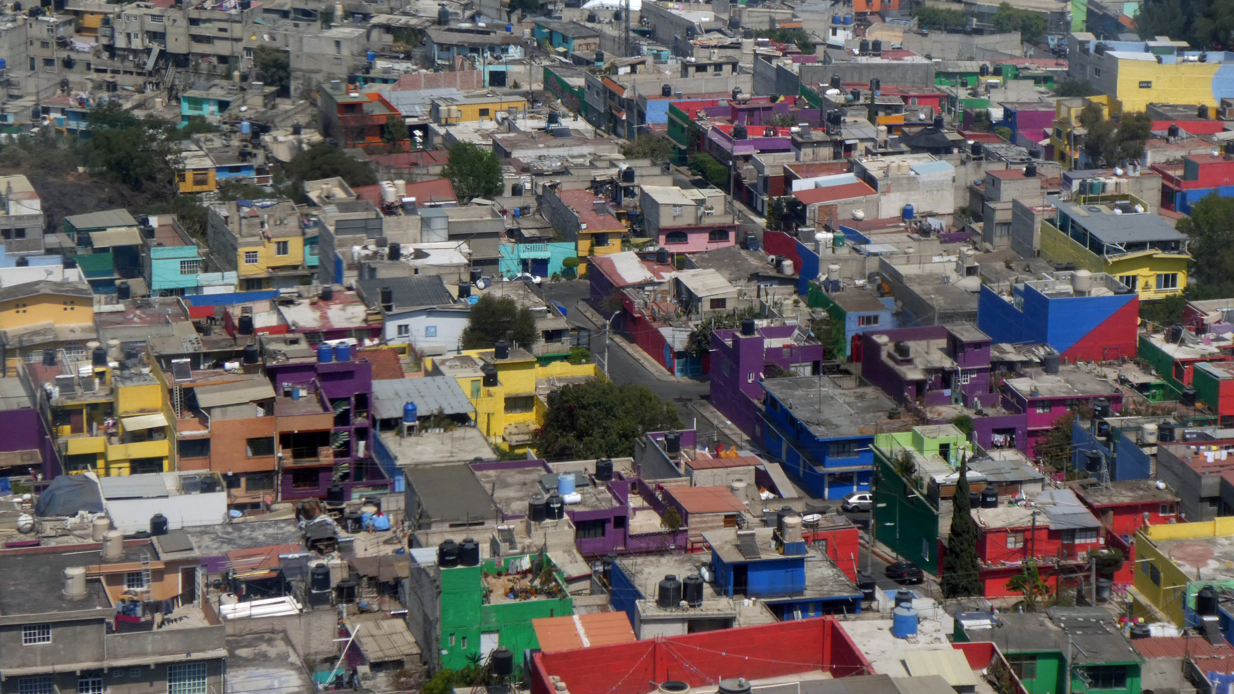 Les bâtiments colorés du quartier d'Itzapalapa, au sud de Mexico