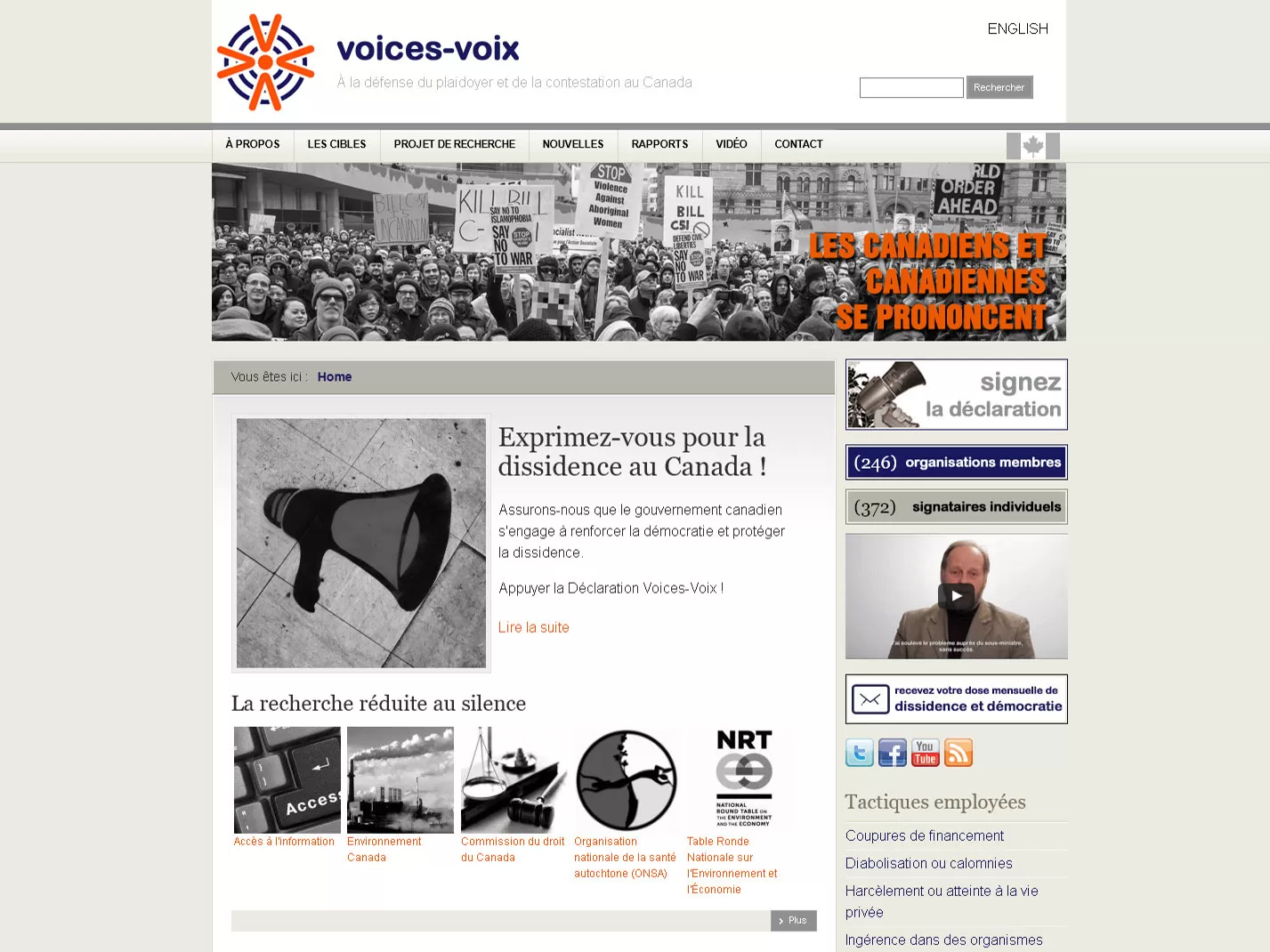 Voices-Voix.ca - Page d'accueil