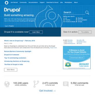 Page d'accueil du site Drupal.org